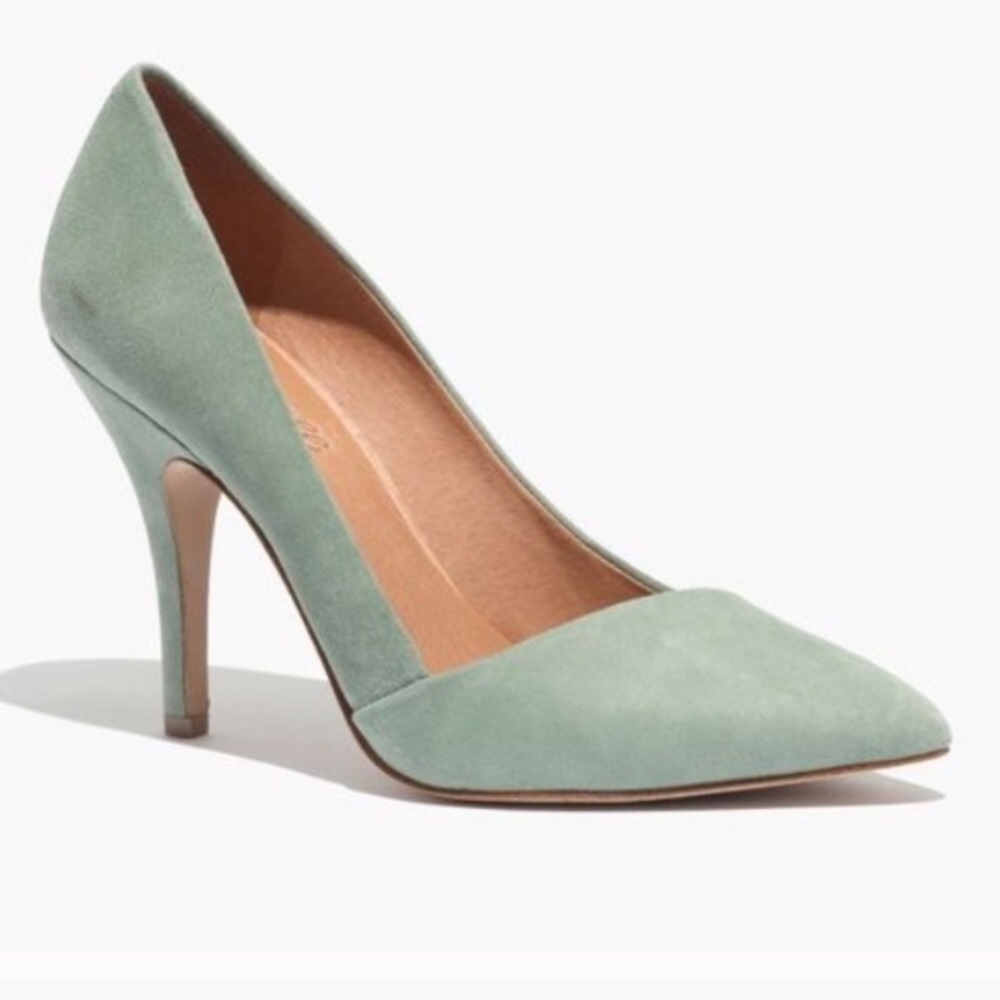 Madewell Mira Suede Heels - Willow Green - Sz 9